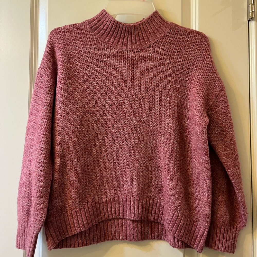 Old Navy Pink Cowl Neck Sweater with Ribbed Detailing